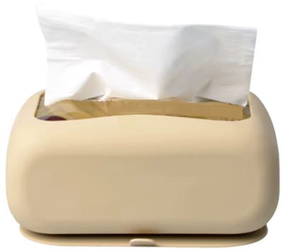 Siliconen Tissuebox Houder met Zuignap – Beige – Hecht op Glas en Glad Plastic