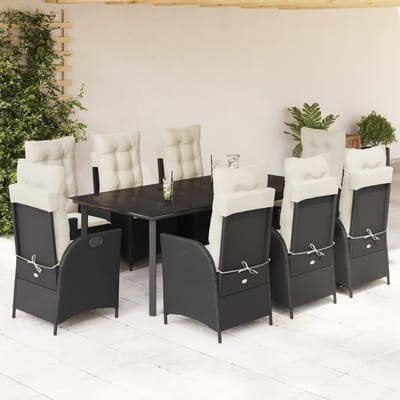 vidaXL - 9-delige - Tuinset - poly - rattan - zwart