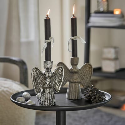 LOBERON Kaarsenhouder set van 2 Auvine grijs/antiek zwart