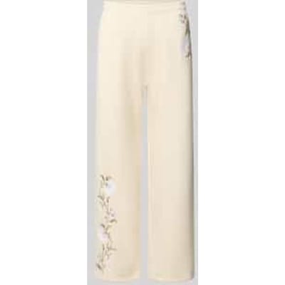 straight fit sweatpants met bloemig borduursel