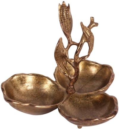 Baroque -Schaal-Borrel/serveerschaal 3 delen aluminium - 24x24x24cm