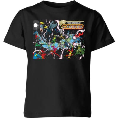Justice League Crisis On Infinite Earths Cover Kids' T-Shirt - Black - 98/104 (3-4 jaar)