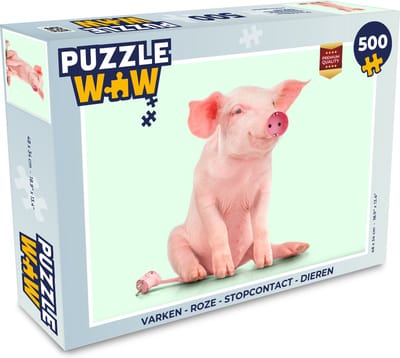 Puzzel Varken - Roze - Stopcontact - Dieren - Legpuzzel - Puzzel 500 stukjes