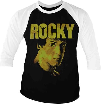 Rocky Raglan top -S- Sylvester Stallone Zwart/Wit