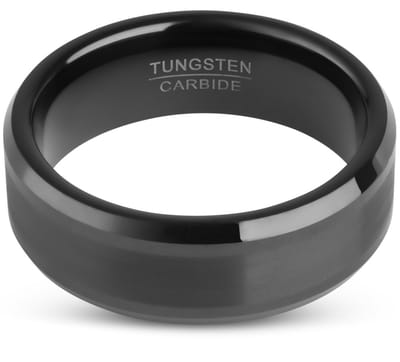 Tungsten Ring Heren Zwart - Wolfraam - Ringen Mannen - Papa Cadeau Voor Mannen - Vaderdag
