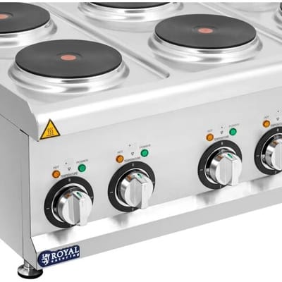 Commerciële elektrische kookplaat - 12 kW - 6 platen - 90 x 65 cm - Pro 650 Serie - Royal Catering RCES-120/700-6B