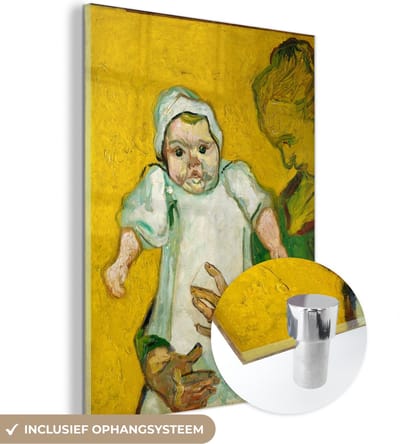 ® Glasschilderij 120x160 cm - Schilderij acrylglas - Madame Roulin en haar baby - Vincent van Gogh - Foto op glas - Muurdecoratie woonkamer - Wanddecoratie slaapkamer - Schilderijen