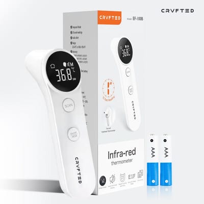 CRVFTED Digitale Oorthermometer & Voorhoofdthermometer — Infrarood Koortsthermometer Baby, Kind & Volwassene — CE Klasse IIa Medisch Gecertificeerd — Kleurindicator Koorts — Nauwkeurigheid ±0.2°C