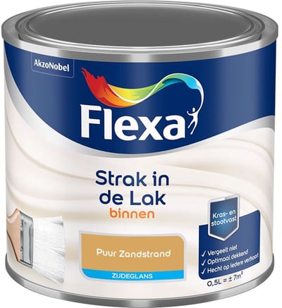 Flexa - Strak In De Lak Binnenlak Zijdeglans - Puur Zandstrand - Mengverf - 500 Ml