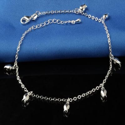 Fako Bijoux® - Enkelbandje - Enkelsieraad Verzilverd - Tulpen - 23cm - Zilverkleurig