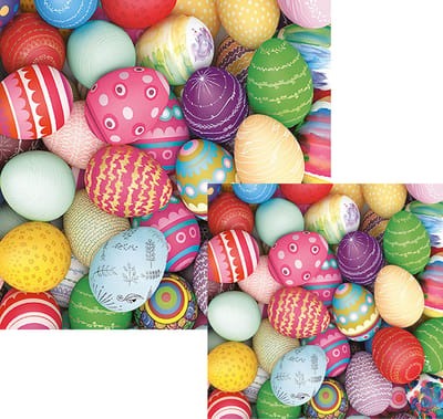 Ambiente servetten - Vrolijke Paaseieren - 2 pakjes 33x33cm en 25x25cm - geel groen paars roze rood blauw - Pasen