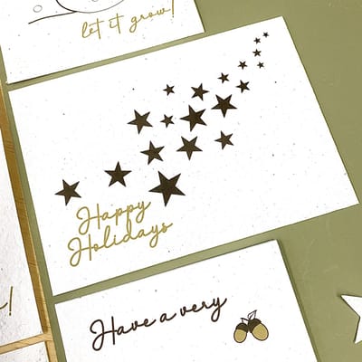 Wenskaarten Happy Holidays - Pak van 10 stuks inclusief enveloppes - Kerst & Nieuwjaar - Plantbare kaarten Bloom Your Message