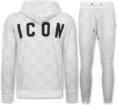 Trainingspak Heren ICON - Tracksuit Heren Twinset - Joggingpak Heren Volwassenen -5837- Wit