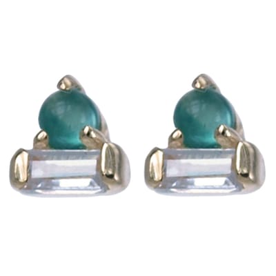 Vergulde zilveren oorsteker groene onyx(8824grg)