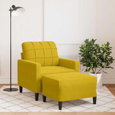 vidaXL Fauteuil met voetenbank 60 cm fluweel geel