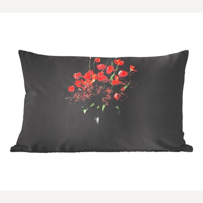 Sierkussens - Kussentjes Woonkamer - 60x40 cm - Boeket - Tulpen - Vaas - Rood