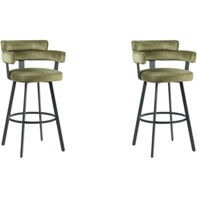 LABEL51 Bardio Barkruk - Groen - Velvet - Hoog - Kruk - - Met Armleuning