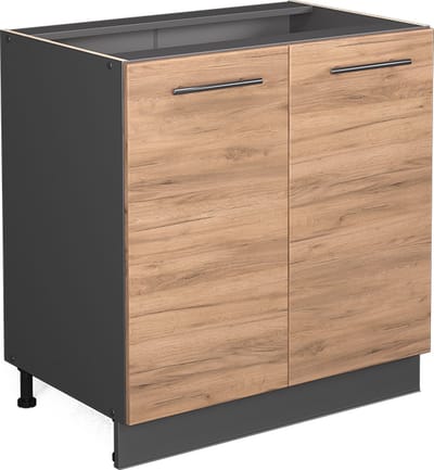 Vicco Keukenonderkast Fame-Line, Goudkleurig Eiken/Antraciet, 80 cm zonder werkblad