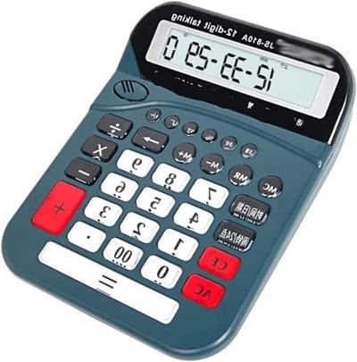 Bureaurekenmachine - Zakencalculator - Financiële administratie - Groot LCD-scherm - 12 cijfers - Blauw
