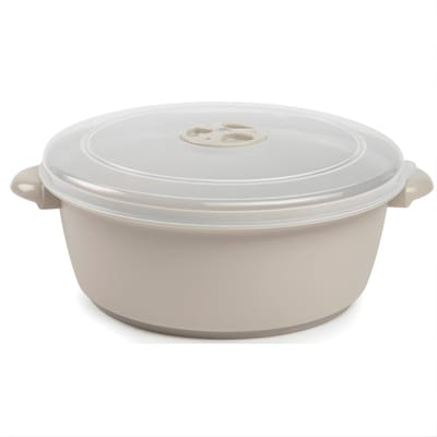 Plasticforte Magnetronschaal met deksel/ventiel - 2L - beige - kunststof - BPA vrij