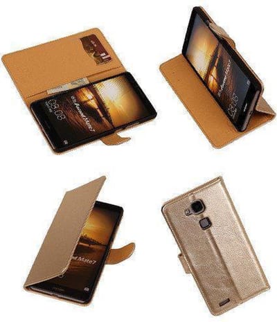 PU Leder Goud Huawei Ascend Mate 7 Book/Wallet Case/Cover