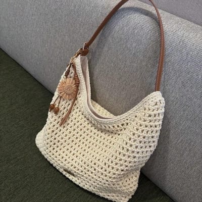Franse Geweven Tas Zomer Strandvakantie Handtas Dames Schoudertas beige