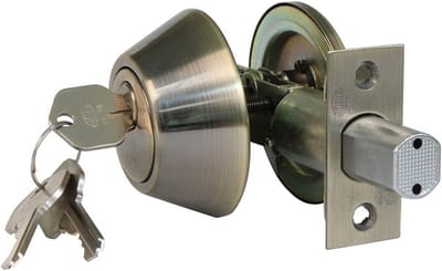 Rozetslot met Buitensleutel - Deurslot Binnendeur - Privacy Vergroten - Zaagbestendige Veiligheidsbout - 65 mm Diameter - Leerlook