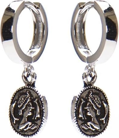 Karma 925 Sterling Zilveren Hinge Hoops Coin Oorbellen  - Zilver