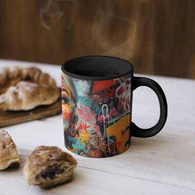 Magische Mok - Foto op Warmte Mokken - Koffiemok - Vrouw - Kauwgom - Graffiti - Love - Magic Mok - Beker - 350 ML - Theemok