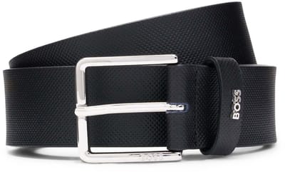 BOSS Leren Riem Ther-BOSS-Piq_Sz35 Belt W90 Black Zwart