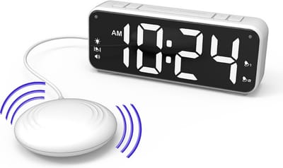Trilwekker voor Slechthorenden en Doven – Digitale Wekkerradio met Trilkussen – Bed Shaker Alarmklok met Luid Alarm, Snooze en LED Display – Wekker voor Diepe Slapers en Gehoorproblemen - Moeite met wakker worden - Prostec