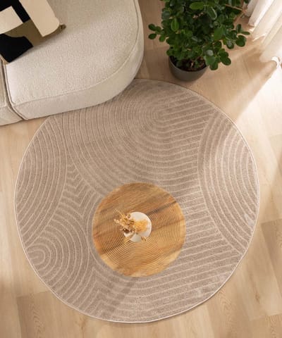 Scandinavisch vloerkleed rond - Contour Curve beige 160