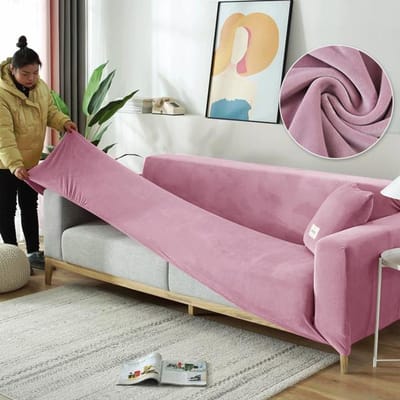 Bankhoes Stretch Fluwelen Antislip Bankhoezen Voor Woonkamer L Vorm Sectionele Bankhoes Fauteuilhoezen 2pcs pillowcase