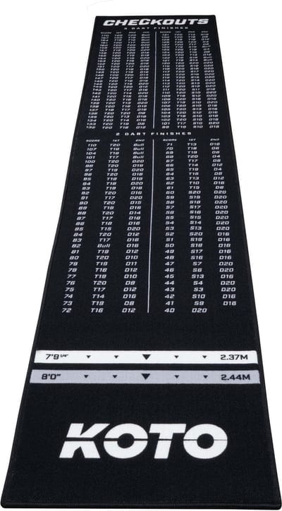 KOTO - Carpet Checkout Dartmat - Zwart -- 285 x 60 cm Score Indicator - Antislip