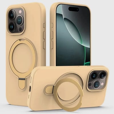 Siliconen hoesje Kickstand met Standaard - Schokbestendig MagSafe case Geschikt voor: iPhone 16 Pro Max - Goud