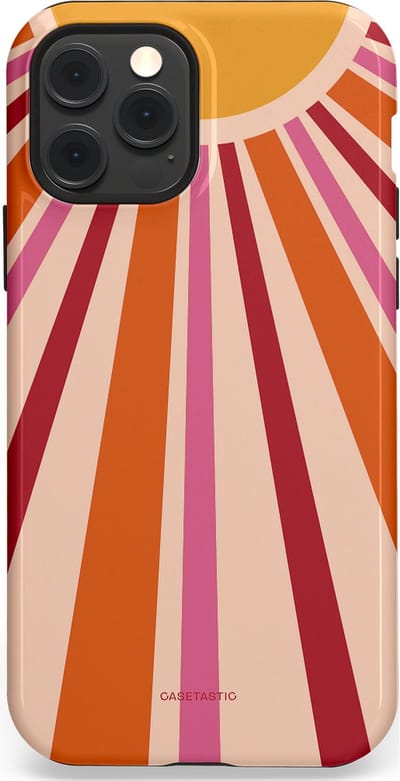 Casetastic Hoesje Geschikt voor Apple iPhone 12/12 Pro Magsafe - Stijlvolle Beschermende Duo-layer Case - Retro straal