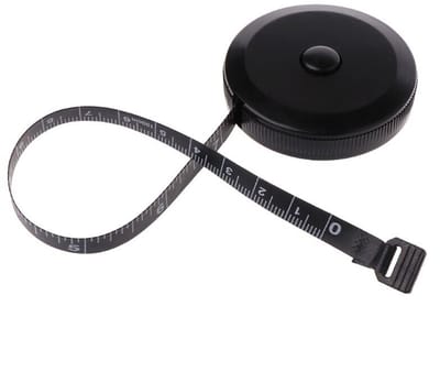 Rolmaat - Meetlint oprolbaar - Flexibele omtrekmeter - Kleding lintmeter - Naaien - Opmeten - Liniaal - Meten - Lichaam - Centimeter en inch - 150 cm - Body measuring tape - Zwart - Jonyx