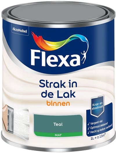 Flexa - Strak In De Lak Binnenlak Mat - Teal - Mengverf - 1 L