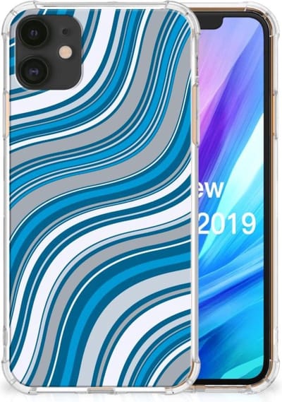 Apple iPhone 11 Doorzichtige Silicone Hoesje Waves Blue