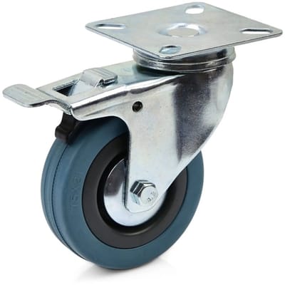 GEKO Zwenkwiel met rem - 75mm - Polypropyleen kern - Rubberen band - Max. 70kg belasting
