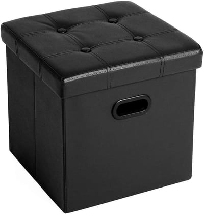Opklapbare Voetsteun - Krukje Opslag - Comfort Verhoging - Stevig Metalen Frame - 120 Kg Max - Zwart