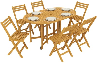 Balkonset 6 personen - Tuinset - Bistroset - Natuurlijk hout - Weerbestendig - 7 delig - Tuintafel en 6 stoelen - 6 personen - Acaciahout