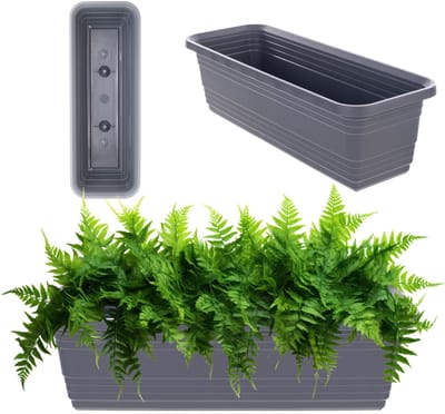 KADAX Wamat, 50 cm, antraciet, balkonpot van kunststof, weerbestendige plantenbak, bloempot, balustrade voor bloemen, kruiden en planten