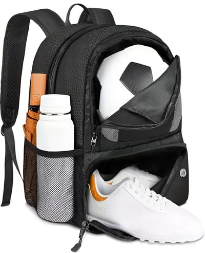 E-Shop4u® - Ultieme Voetbaltas - Voetbalrugzak met schoenen vak en bal vak - lichte Sportrugzak - Jongens en Meisjes - Basketbalrugzak - Waterdicht - Basketbal - Volleybal - Voetbal - Zwart