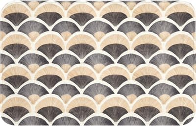 WC mat 80x50 cm - Antislip - Waaier - Patroon - Zwart - Beige - Toiletmat - Vloermat - Douchemat - Toilet tapijt - Toiletmatten