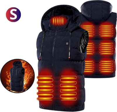 Bovista Verwarmde Bodywarmer - Heated Vest - Elektrische Bodywarmer - Rits Capuchon - Water Afstotend - Oplaadbaar - Unisex - Maat S - Blauw