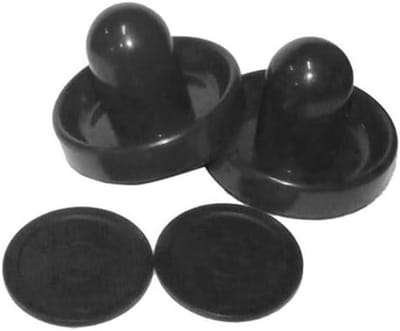 Airhockey Tafelset - Pusher Set - Spelplezier Thuis - Compleet met Paddles - 96 mm Paddles - Zwart