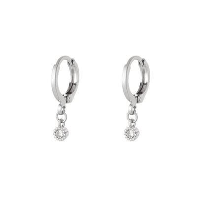 Oorbellen met zirkonen hanger - Yehwang - Oorbellen - One size - Zilver