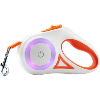 Intrekbare Hondenriem Ergonomische Handgreep Honden Uitlaat Riem met LED Kleurrijk Licht voor Puppy Beige 3meter / 9.8ft oranje