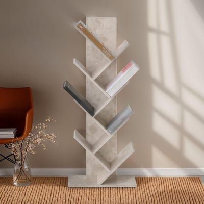 Vrijstaande boekenkast JULES met 7 planken – betonlook